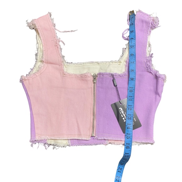 Jaded London Top Womens Shirt US Size 4 Pink Patch Work Corset Zip Distress NEW - Picture 3 of 9
